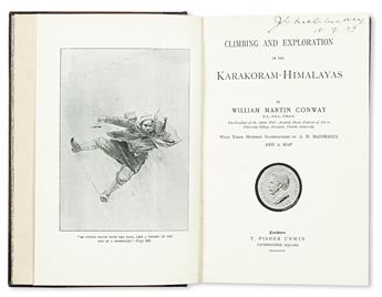 CONWAY, WILLIAM MARTIN, Sir. Climbing and Exploration in the Karakoram-Himalayas.  2 vols.  1894